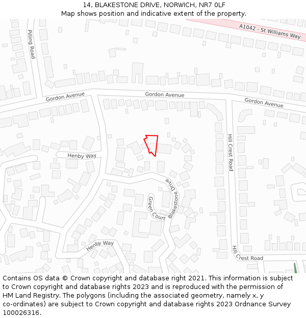 14, BLAKESTONE DRIVE, NORWICH, NR7 0LF: Location map and indicative extent of plot