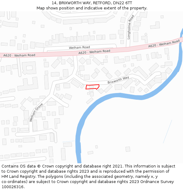 14, BRIXWORTH WAY, RETFORD, DN22 6TT: Location map and indicative extent of plot