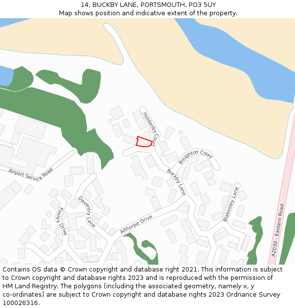 14, BUCKBY LANE, PORTSMOUTH, PO3 5UY: Location map and indicative extent of plot