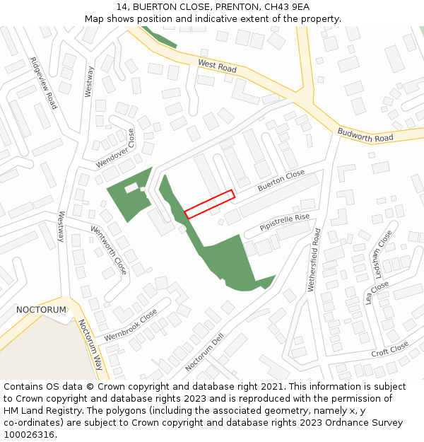 14, BUERTON CLOSE, PRENTON, CH43 9EA: Location map and indicative extent of plot