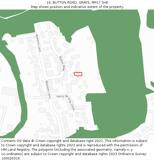 14, BUTTON ROAD, GRAYS, RM17 5HE: Location map and indicative extent of plot