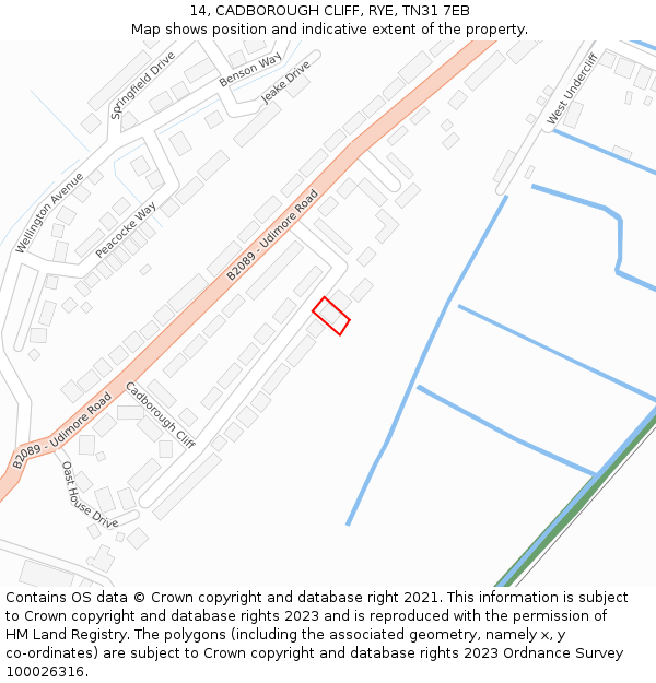 14, CADBOROUGH CLIFF, RYE, TN31 7EB: Location map and indicative extent of plot