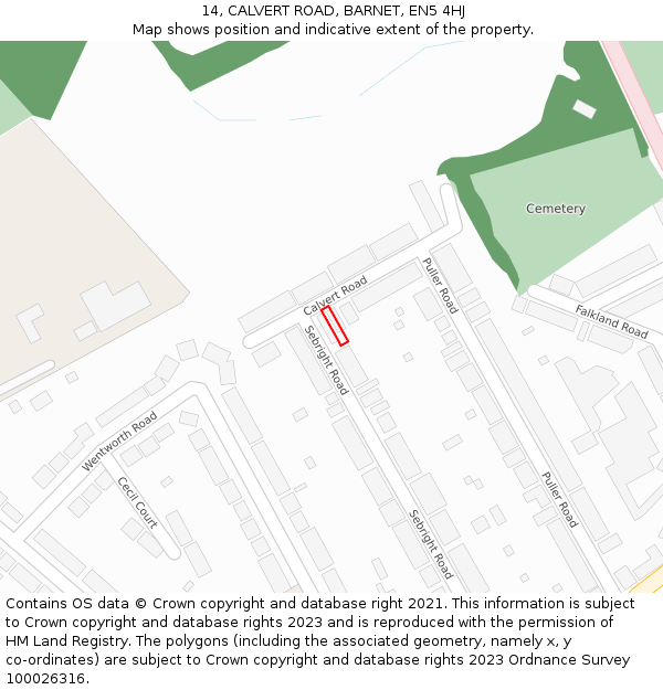 14, CALVERT ROAD, BARNET, EN5 4HJ: Location map and indicative extent of plot