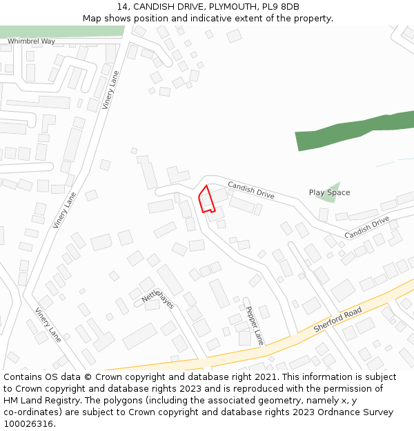 14, CANDISH DRIVE, PLYMOUTH, PL9 8DB: Location map and indicative extent of plot