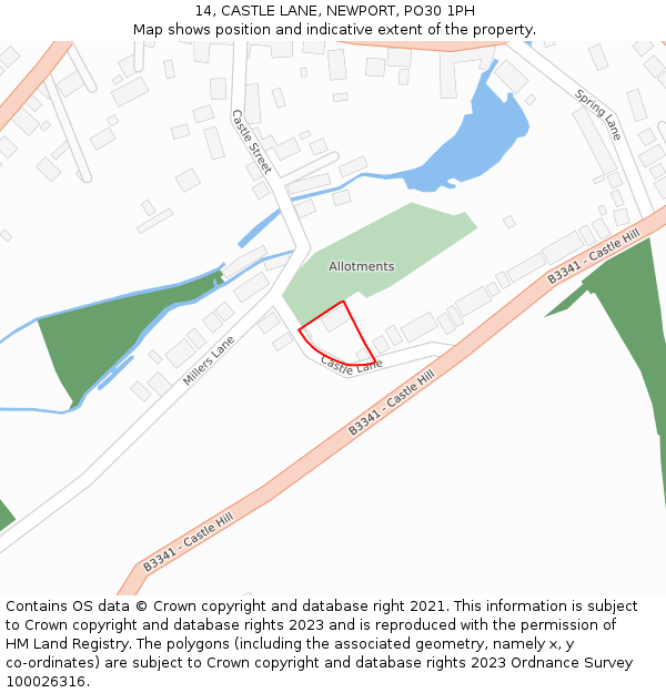14, CASTLE LANE, NEWPORT, PO30 1PH: Location map and indicative extent of plot