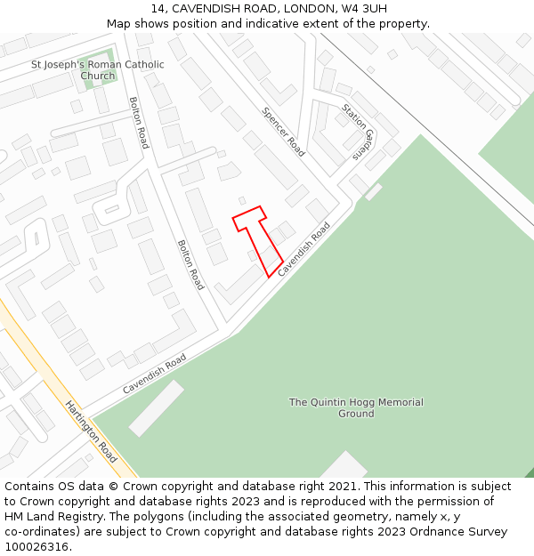 14, CAVENDISH ROAD, LONDON, W4 3UH: Location map and indicative extent of plot