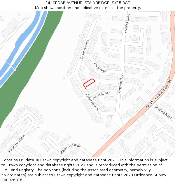 14, CEDAR AVENUE, STALYBRIDGE, SK15 3GD: Location map and indicative extent of plot