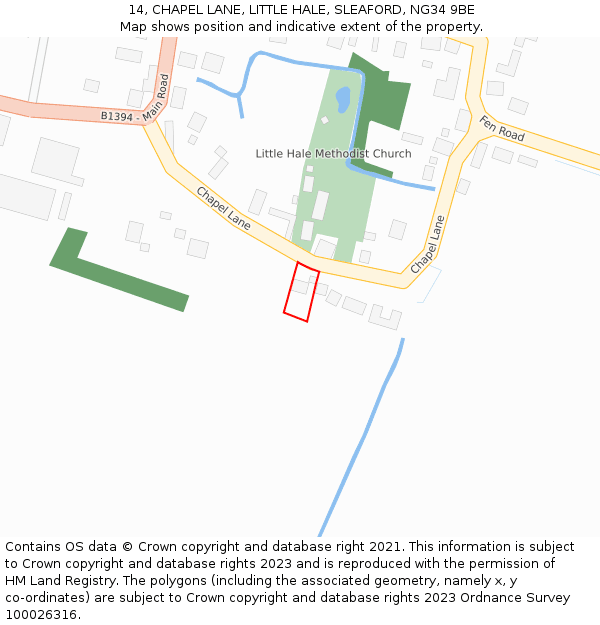 14, CHAPEL LANE, LITTLE HALE, SLEAFORD, NG34 9BE: Location map and indicative extent of plot