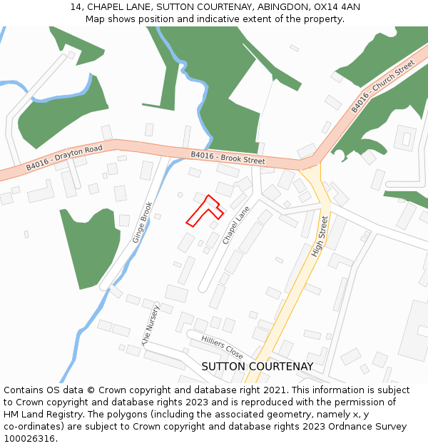14, CHAPEL LANE, SUTTON COURTENAY, ABINGDON, OX14 4AN: Location map and indicative extent of plot