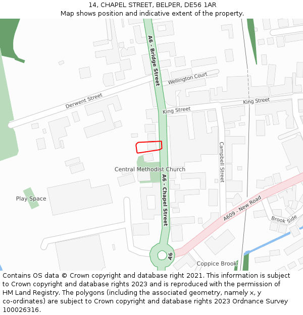 14, CHAPEL STREET, BELPER, DE56 1AR: Location map and indicative extent of plot