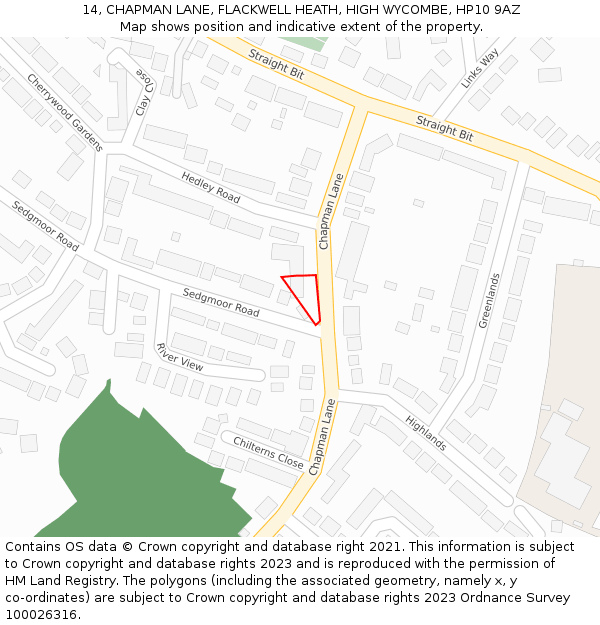 14, CHAPMAN LANE, FLACKWELL HEATH, HIGH WYCOMBE, HP10 9AZ: Location map and indicative extent of plot