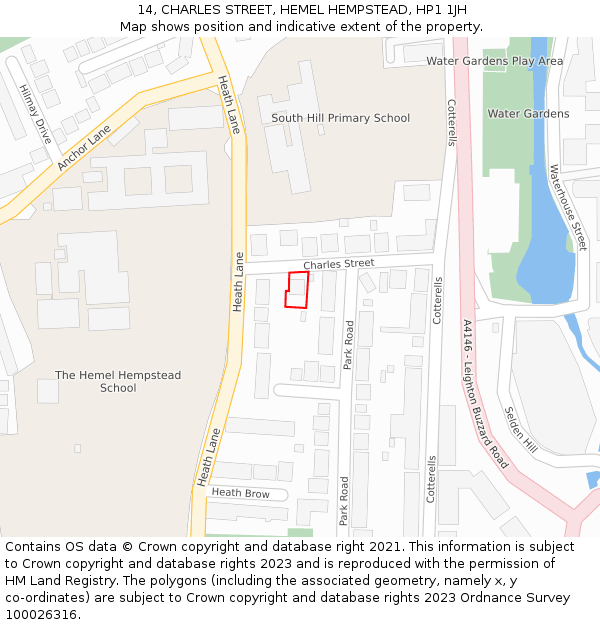 14, CHARLES STREET, HEMEL HEMPSTEAD, HP1 1JH: Location map and indicative extent of plot