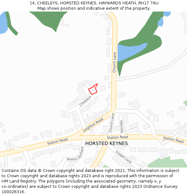 14, CHEELEYS, HORSTED KEYNES, HAYWARDS HEATH, RH17 7AU: Location map and indicative extent of plot