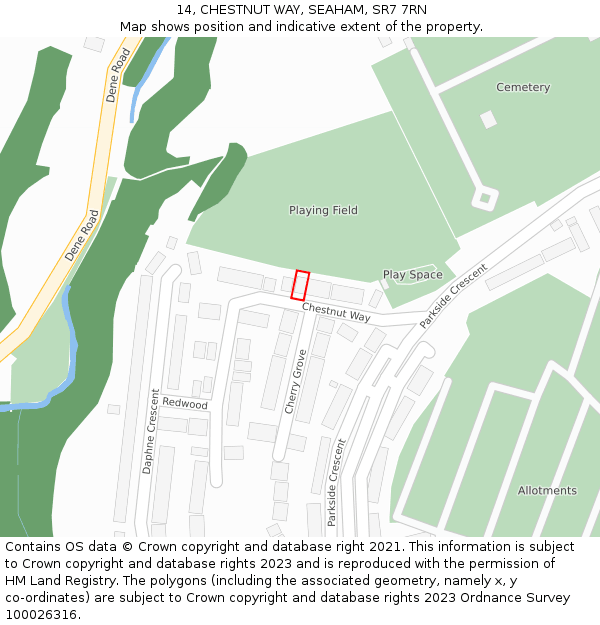 14, CHESTNUT WAY, SEAHAM, SR7 7RN: Location map and indicative extent of plot