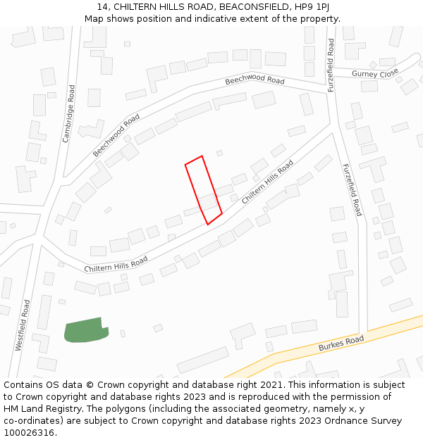 14, CHILTERN HILLS ROAD, BEACONSFIELD, HP9 1PJ: Location map and indicative extent of plot