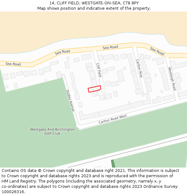 14, CLIFF FIELD, WESTGATE-ON-SEA, CT8 8PY: Location map and indicative extent of plot