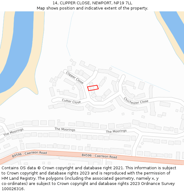14, CLIPPER CLOSE, NEWPORT, NP19 7LL: Location map and indicative extent of plot