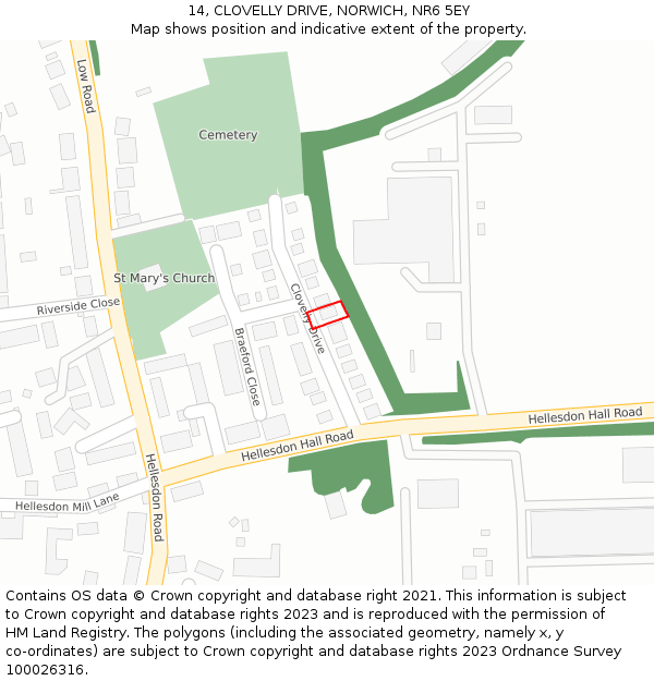 14, CLOVELLY DRIVE, NORWICH, NR6 5EY: Location map and indicative extent of plot