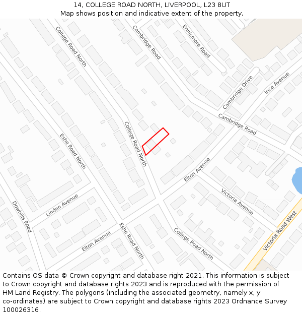14, COLLEGE ROAD NORTH, LIVERPOOL, L23 8UT: Location map and indicative extent of plot