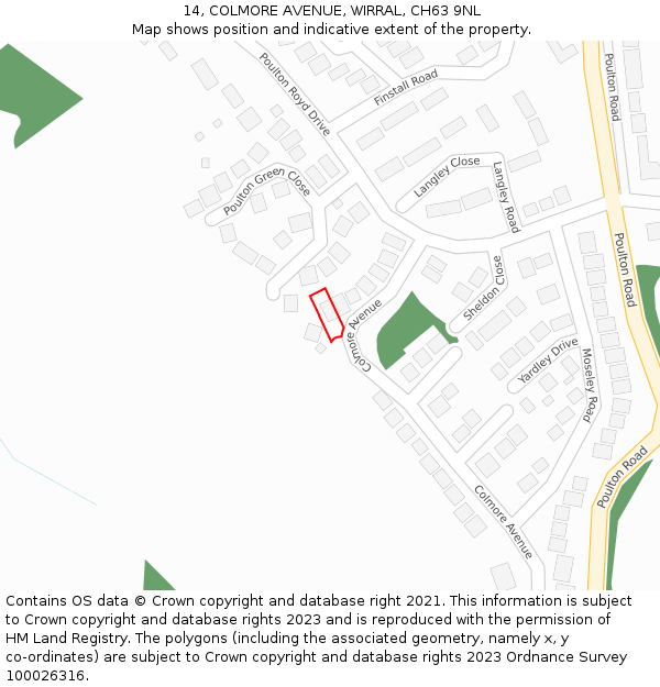 14, COLMORE AVENUE, WIRRAL, CH63 9NL: Location map and indicative extent of plot