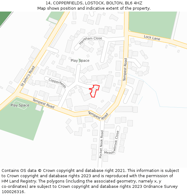 14, COPPERFIELDS, LOSTOCK, BOLTON, BL6 4HZ: Location map and indicative extent of plot