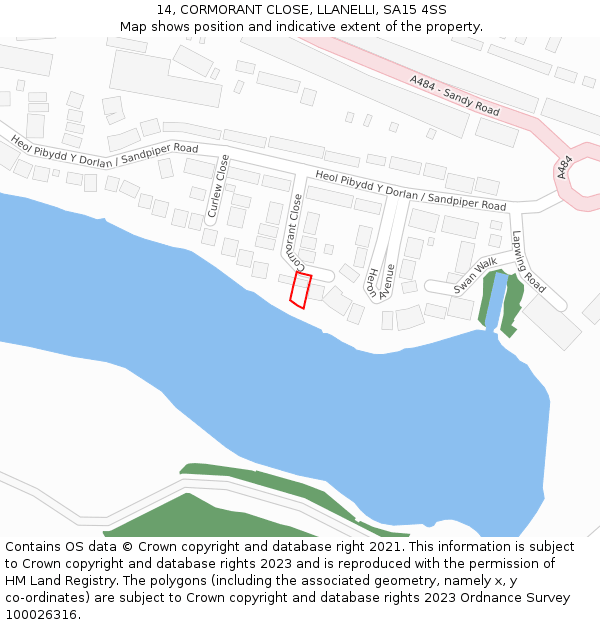 14, CORMORANT CLOSE, LLANELLI, SA15 4SS: Location map and indicative extent of plot
