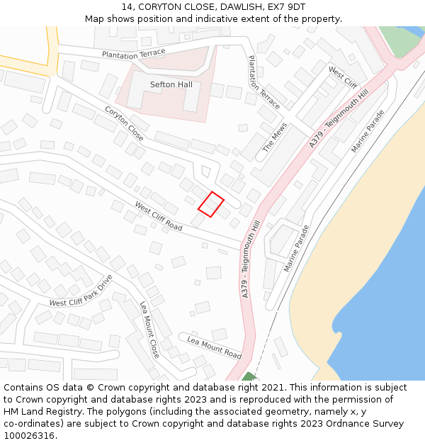 14, CORYTON CLOSE, DAWLISH, EX7 9DT: Location map and indicative extent of plot