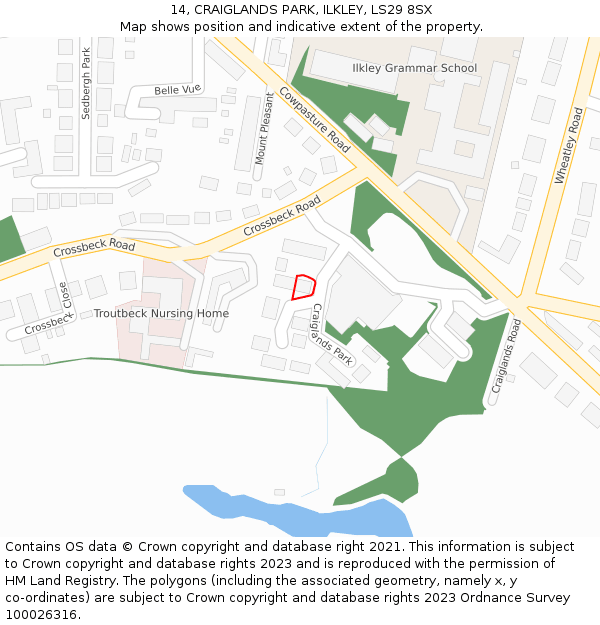 14, CRAIGLANDS PARK, ILKLEY, LS29 8SX: Location map and indicative extent of plot