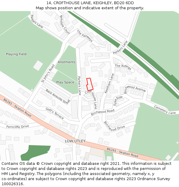 14, CROFTHOUSE LANE, KEIGHLEY, BD20 6DD: Location map and indicative extent of plot