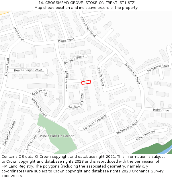 14, CROSSMEAD GROVE, STOKE-ON-TRENT, ST1 6TZ: Location map and indicative extent of plot