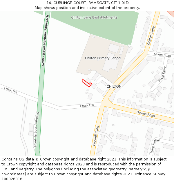 14, CURLINGE COURT, RAMSGATE, CT11 0LD: Location map and indicative extent of plot