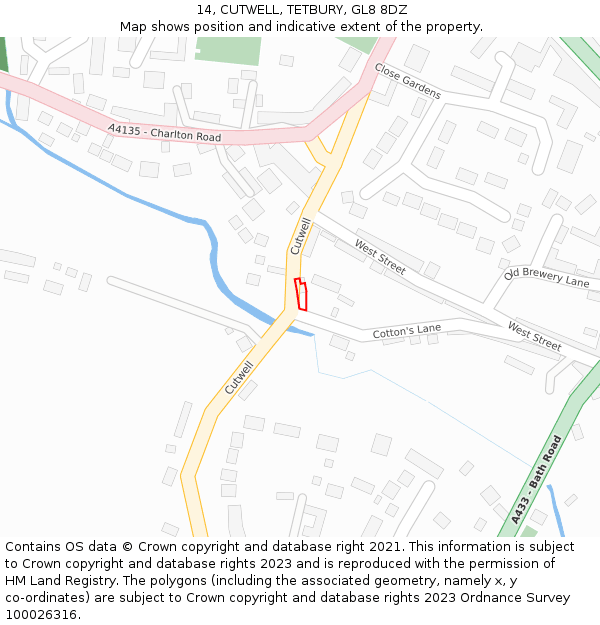 14, CUTWELL, TETBURY, GL8 8DZ: Location map and indicative extent of plot