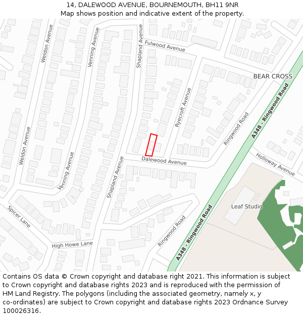 14, DALEWOOD AVENUE, BOURNEMOUTH, BH11 9NR: Location map and indicative extent of plot