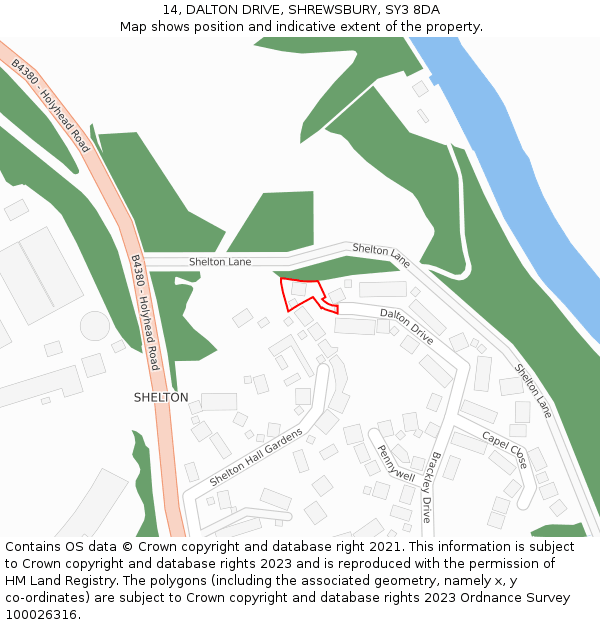 14, DALTON DRIVE, SHREWSBURY, SY3 8DA: Location map and indicative extent of plot