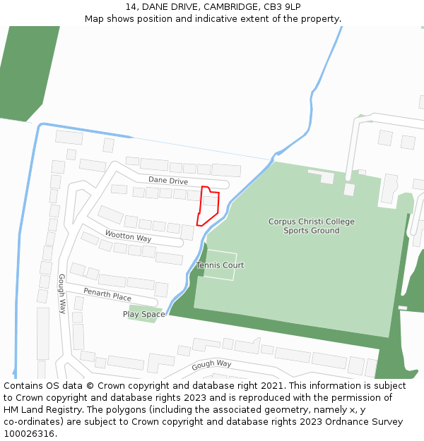 14, DANE DRIVE, CAMBRIDGE, CB3 9LP: Location map and indicative extent of plot