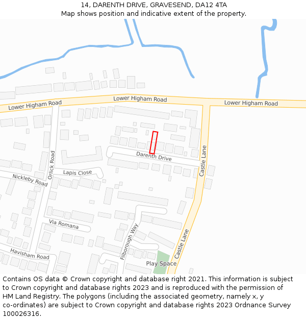 14, DARENTH DRIVE, GRAVESEND, DA12 4TA: Location map and indicative extent of plot