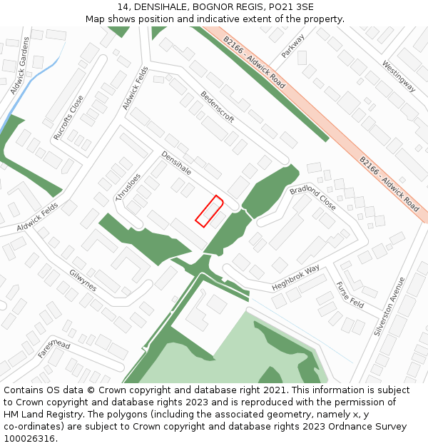 14, DENSIHALE, BOGNOR REGIS, PO21 3SE: Location map and indicative extent of plot