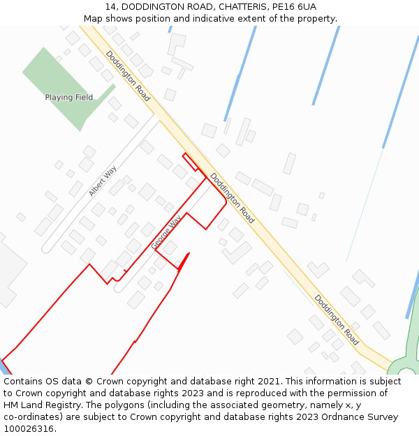 14, DODDINGTON ROAD, CHATTERIS, PE16 6UA: Location map and indicative extent of plot