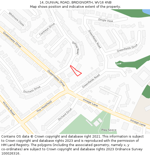 14, DUNVAL ROAD, BRIDGNORTH, WV16 4NB: Location map and indicative extent of plot