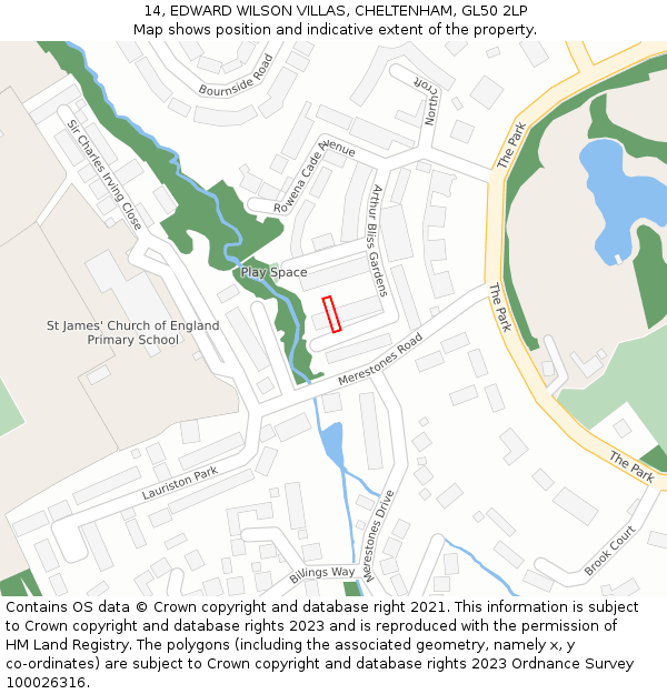 14, EDWARD WILSON VILLAS, CHELTENHAM, GL50 2LP: Location map and indicative extent of plot