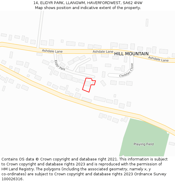 14, ELIDYR PARK, LLANGWM, HAVERFORDWEST, SA62 4NW: Location map and indicative extent of plot