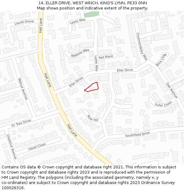 14, ELLER DRIVE, WEST WINCH, KING'S LYNN, PE33 0NN: Location map and indicative extent of plot