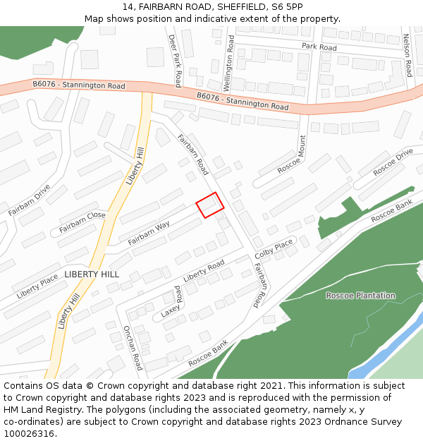 14, FAIRBARN ROAD, SHEFFIELD, S6 5PP: Location map and indicative extent of plot