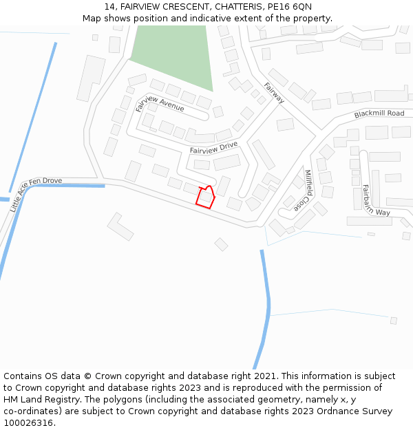 14, FAIRVIEW CRESCENT, CHATTERIS, PE16 6QN: Location map and indicative extent of plot