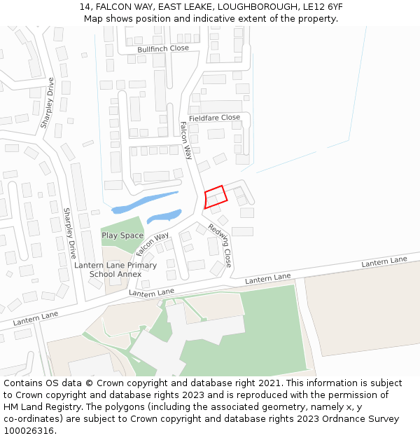 14, FALCON WAY, EAST LEAKE, LOUGHBOROUGH, LE12 6YF: Location map and indicative extent of plot