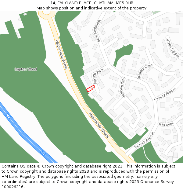 14, FALKLAND PLACE, CHATHAM, ME5 9HR: Location map and indicative extent of plot