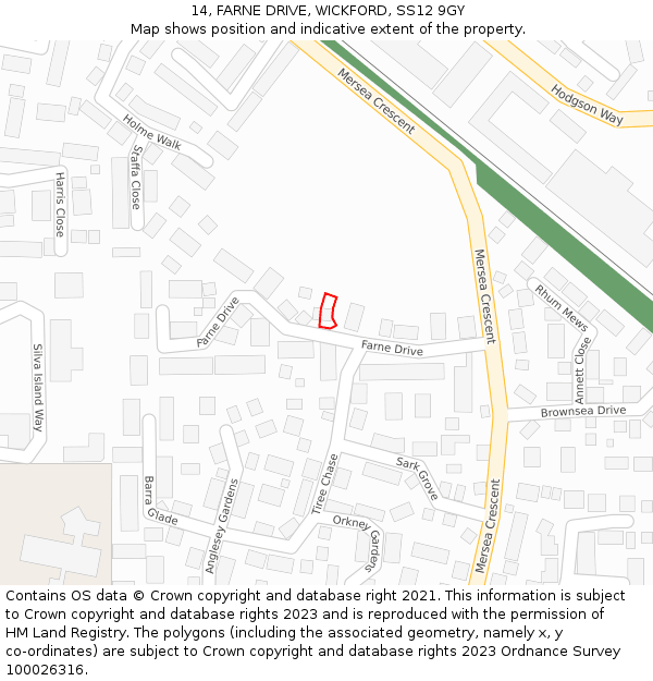 14, FARNE DRIVE, WICKFORD, SS12 9GY: Location map and indicative extent of plot