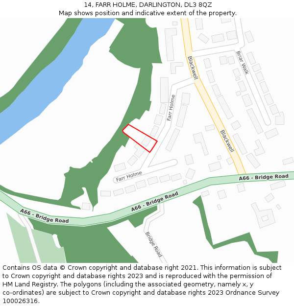 14, FARR HOLME, DARLINGTON, DL3 8QZ: Location map and indicative extent of plot