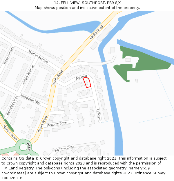 14, FELL VIEW, SOUTHPORT, PR9 8JX: Location map and indicative extent of plot