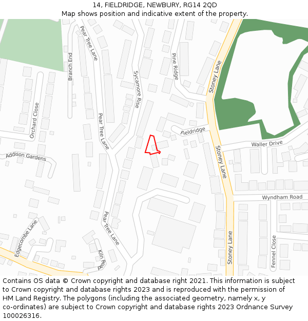 14, FIELDRIDGE, NEWBURY, RG14 2QD: Location map and indicative extent of plot